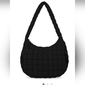 Source Unknown Black Quilted Hobo Bag